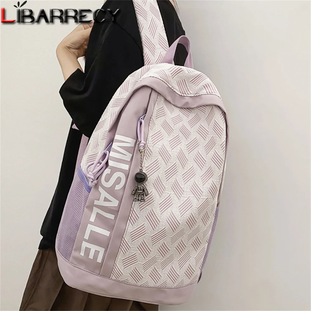 

Letters Design High Quality Nylon Ladies Backpacks Panelled New Women Schoolbags Large Capacity Teenagers Laptop Backpacks Sac