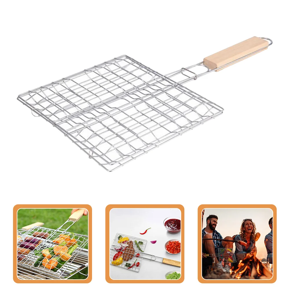 

Basket Grill Fish Bbq Grilling Barbecue Rack Vegetable Net Seafood Stainless Steel Holder Tool Outdoor Foldable Baskets Cage