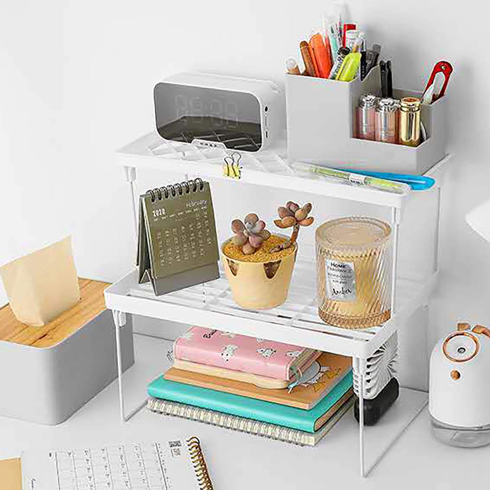 

New Kitchen Cabinet Counter Shelf Organizer Racks Stackable Fit For Kitchen Bathroom Under Sink Pantry Desktop Storage
