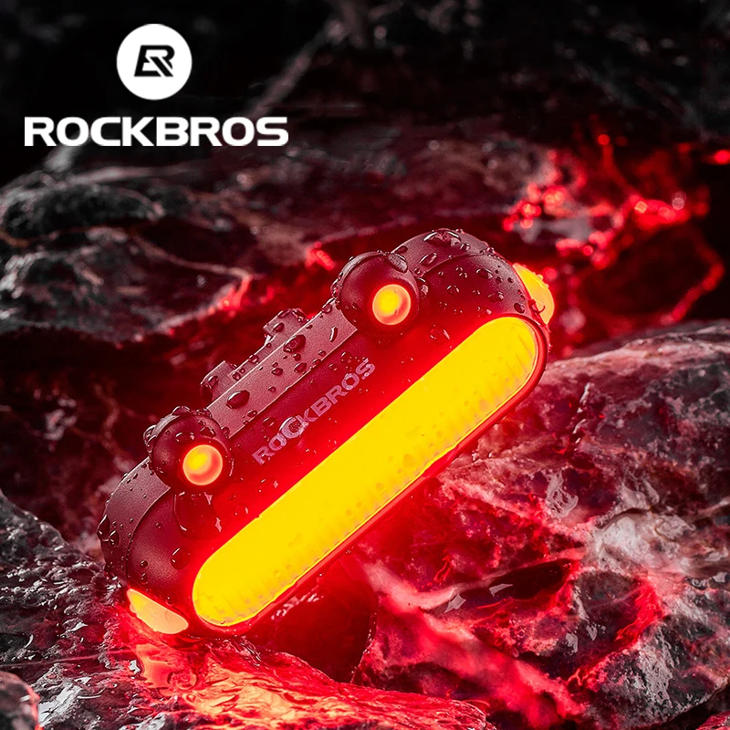 

ROCKBROS Bicycle Rear Light Type-C Charging IPX6 Riding Bike Taillight LED 5 Modes Safety Warning Cycling Taillight Bike Light