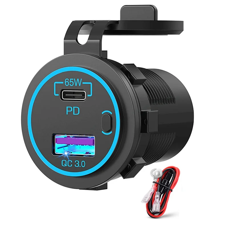 65 Вт PD 12 В USB-розетка для ноутбука USB C Автомобильное зарядное устройство