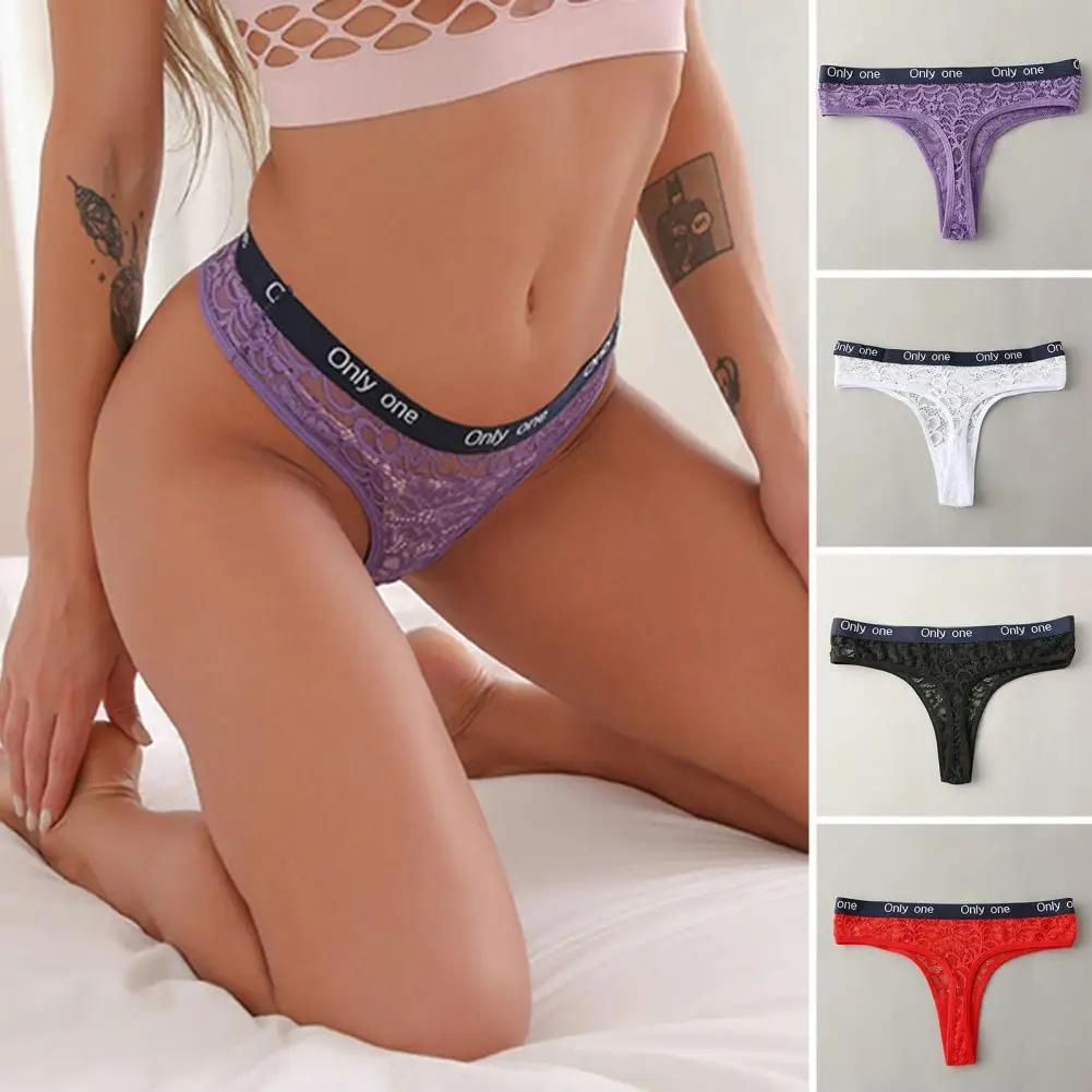 

Женские однотонные кружевные трусики-стринги с вырезами