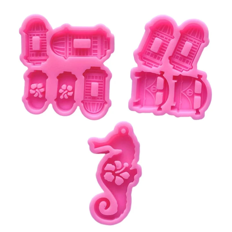 

652F Castle Car Seahorse Ornaments Epoxy Resin Mold Keychain Pendant Silicone Mould