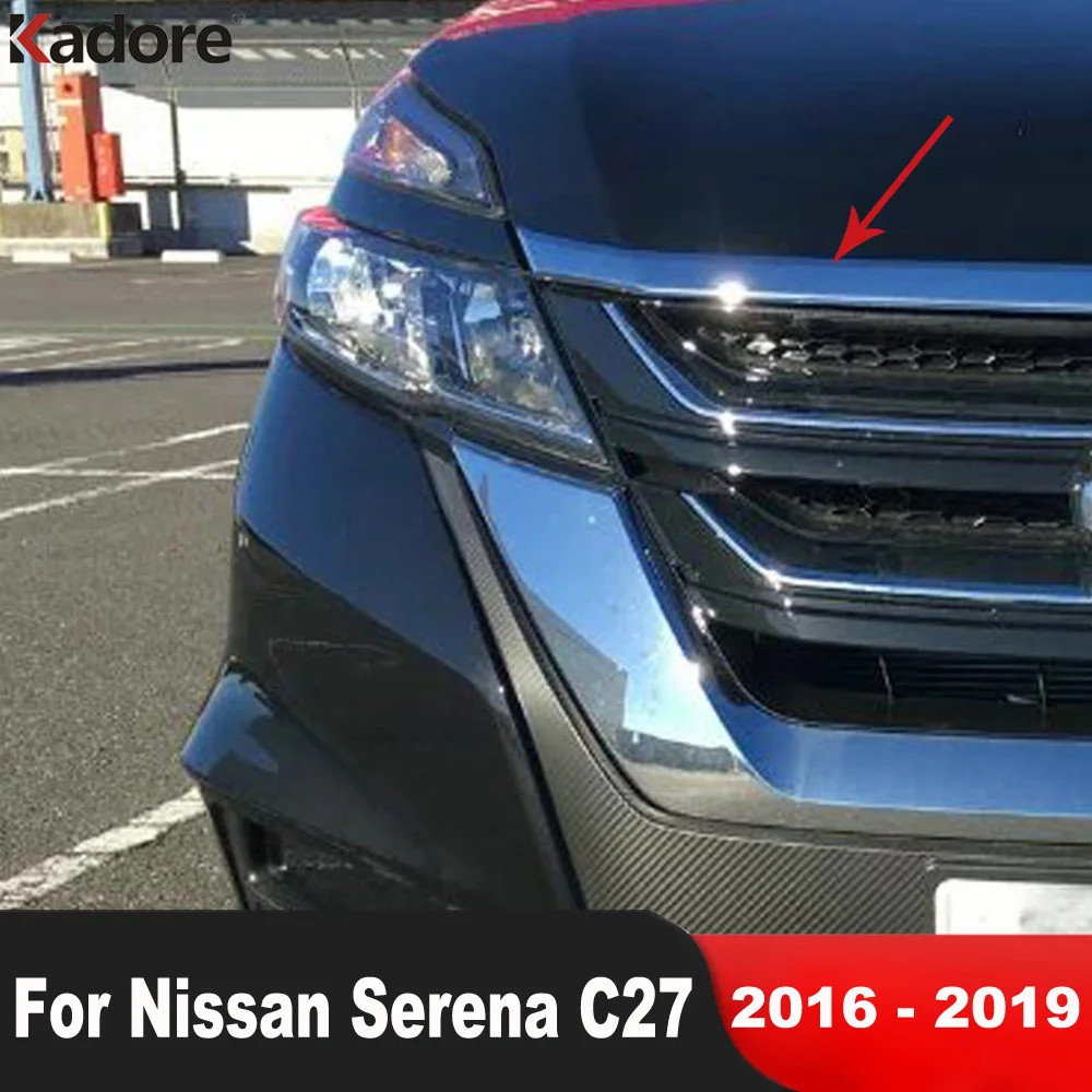 

Accessories For Nissan Serena C27 2016 2017 2018 2019 Chrome Car Front Hood Engine Cover Trim Head Grille Grills Molding Strip