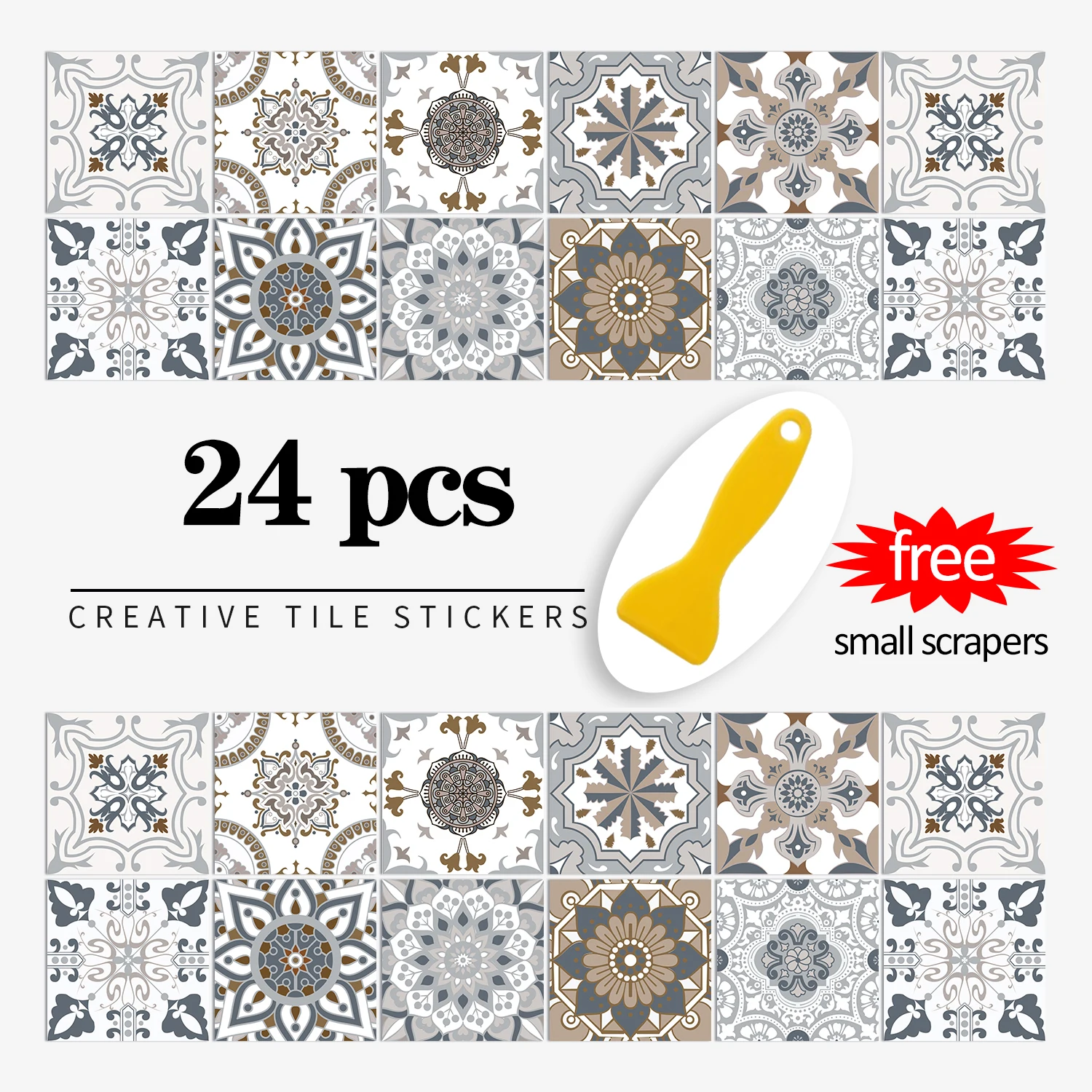 

12-24 Pcs/set Tiles Sticker Kitchen Backsplash Waterproof Bathroom Adhesive Peel & Stick Bright Film Art Wall DIY Decals 3 Sizes