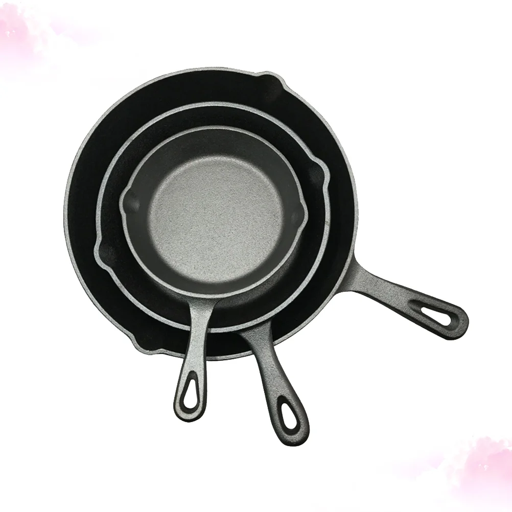 

3pcs Frying Pan Square Grill Pan round Cast Pan Skillet with Handle Non Breakfast Egg Steak Cooker Pan Omelet Cooker Griddle