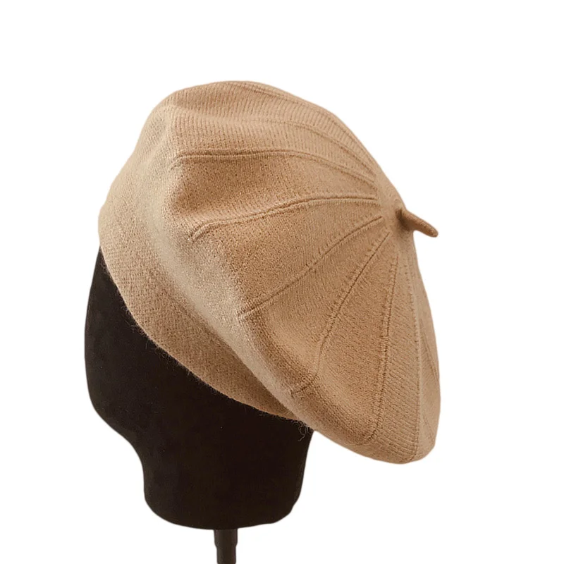 Hat for big size circumference winter soft cashmere Beret Hat Women retro warm knitting artist hat casual pumpkin hat