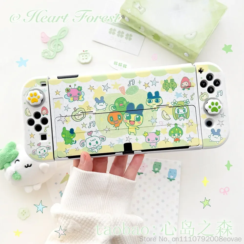 Фото Защитный жесткий чехол Hot Heart Forest Switch, оригинальный дизайн Tamagotchi Green Apple с мультяшным рисунком для игровых консолей Oled Ns2 Lite №4