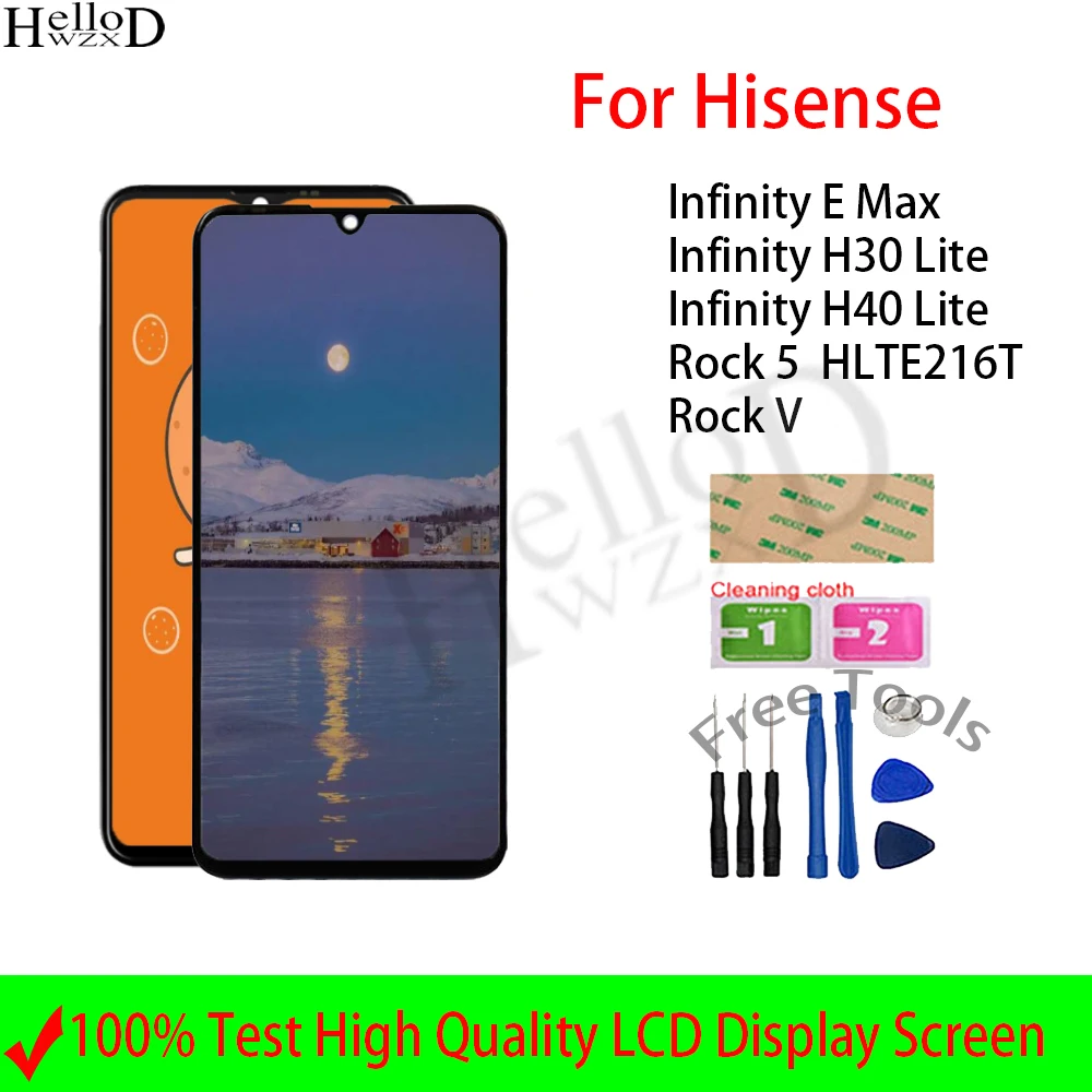 

LCD Display With Frame For Hisense Infinity E Max H30 H40 Lite Rock 5 Rock V LCD Display Touch Screen Digitizer Assembly