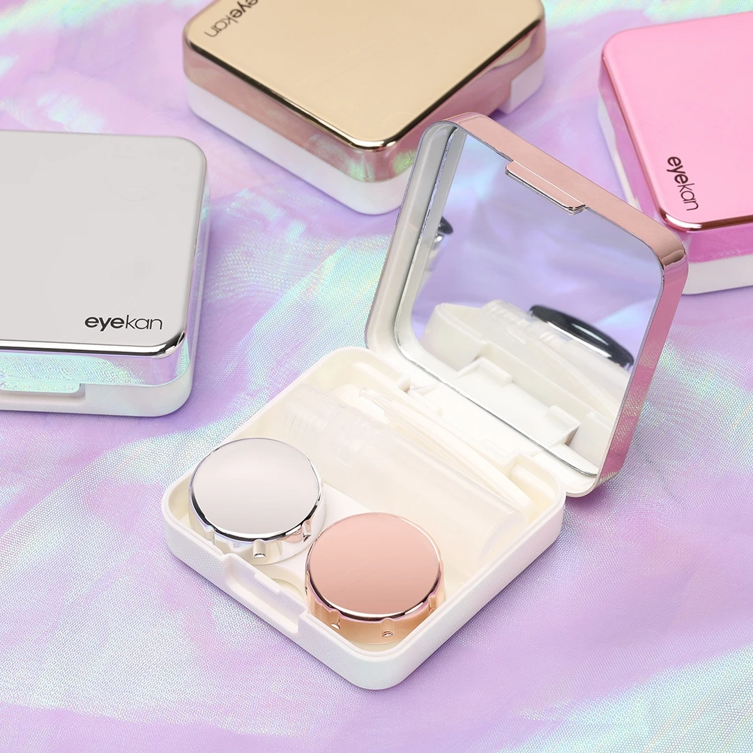 

FreshGo Contact Lens Case Square Travel Portable Solid Color Lens Cover Container Storage Soaking Box Fashion Accessories