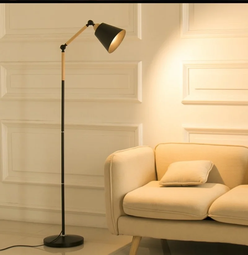 

Metal Floor Light Nordic Style Floor Lamp Simple E27 Black or White Reading Light Hotel Room Lighting