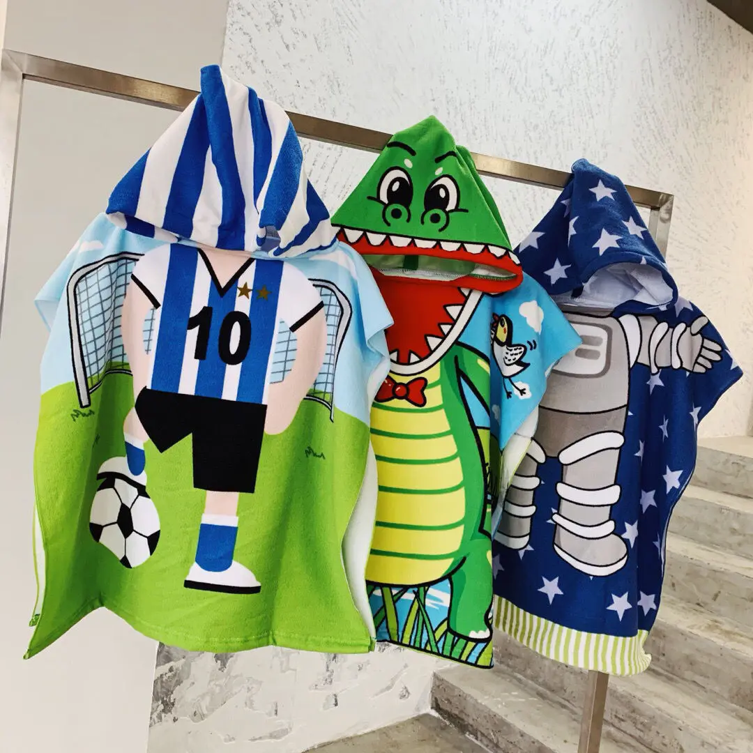 

Children's bath towel bathrobe cloak cotton baby beach bath towel bath bathing bathrobe cloak with hood cap head Swim Robe