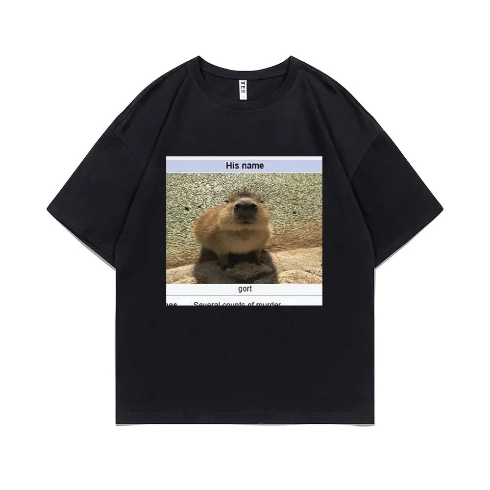 

Cort Premium Capybaras Graphic Print Tshirt Funny Men's Tops Tees Men Women Fashion Pure Cotton Oversized T-shirt Short Sleeve