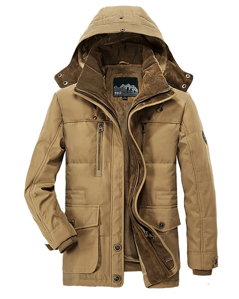 

2023 New Men Outdoor Jacket Leisure Velvet Tick Warm Coat Waterproof Fleece ded Winter Jacket Men at Windbreakers Parka