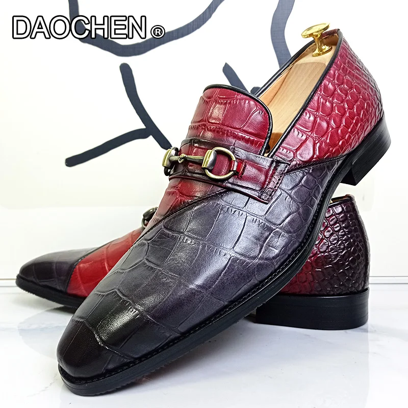 LUXURY BRAND MEN LEATHER SHOES MIXED COLORS SUMMER HORSEBIT LOAFERS MEN DRESS SHOES SLIP ON WEDDING OFFICE MEN'S CASUAL SHOES