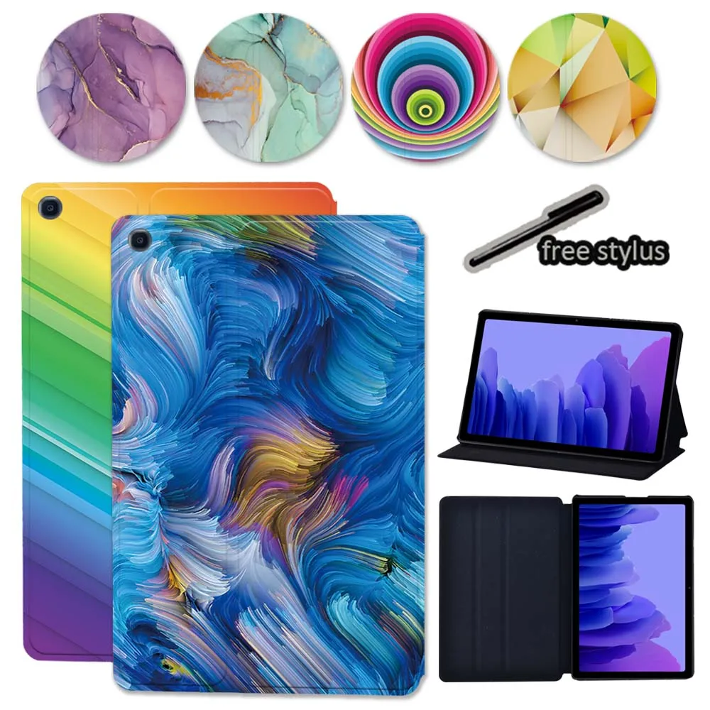 

For Samsung Galaxy Tab A7 10.4 2020 T500/T505 Flip Tablet Stand Cover Case Watercolor Series Shockproof Folio Protective Shell