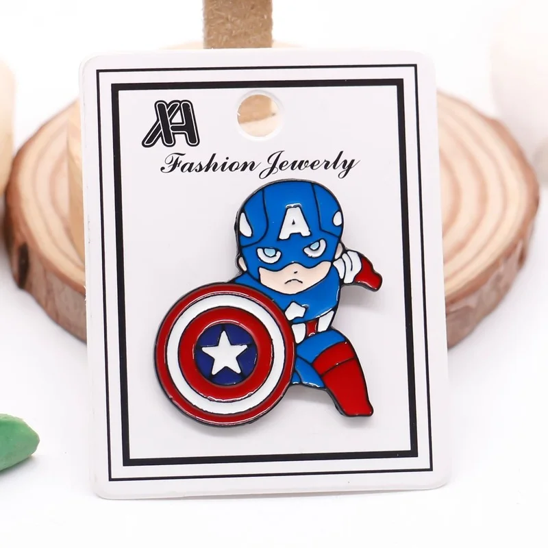 Булавка для детей Marvel Avengers Series с изображением героев комиксов Капитан Америка, Железного Человека и Халка, подарок в стиле фильма.