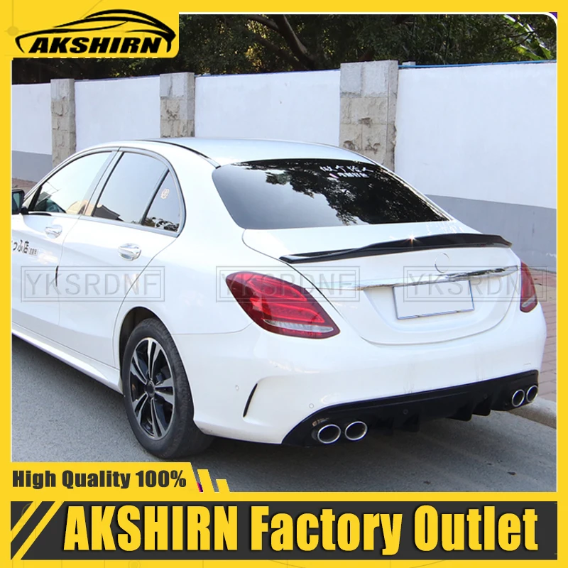 

4-дверный спойлер для заднего багажника седана, губа для заднего крыла для Mercedes Benz W205 AMG Line 2015-2019, глянцевый черный Автомобильный спойлер для ...