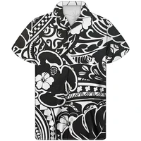 mens short sleeve cuban harajuku shirts casual summer black white hawaiian ethnic tribal print batik shirts for men