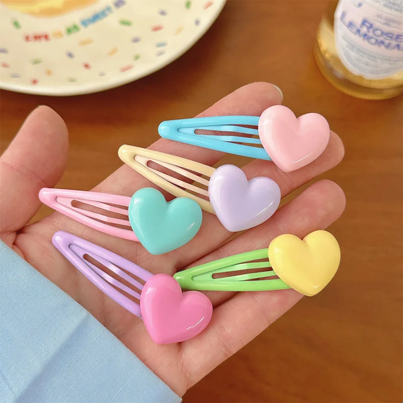 Ful Drop Glaze Bb Clip Cute Versatile Edge Clip Heart Bang Side Clip Bang Hair Clip Girl Hair Styling Accessories Pink Blue