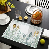 dining table placemats teal leaves heat insulation placemats watercolor turquoise tropical plants place mats for living room