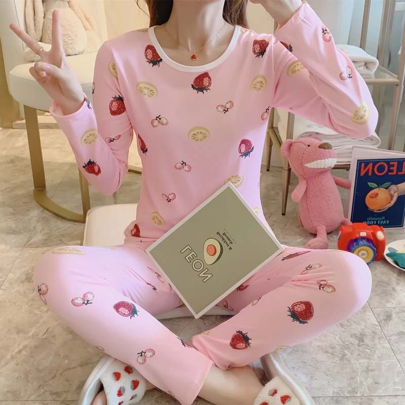 Winter Spring Velvet Pajamas for Women Girl Keep Warm Sleep Wear Sets Shirt Clothes