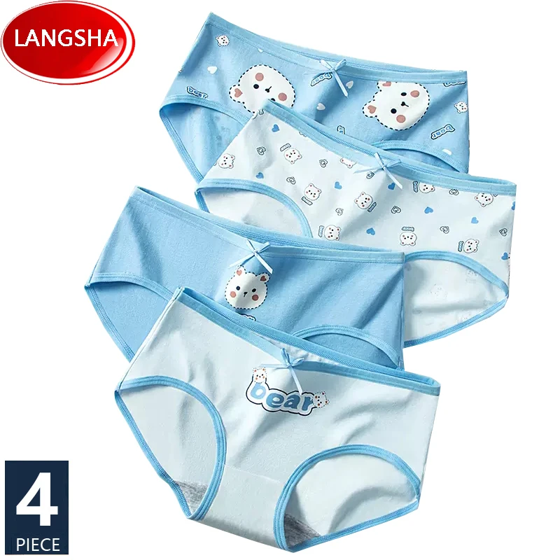 

4Pcs Pure Cotton Women's Panties Breathable Underwear Seamless Comfort Panty Cute Bow Young Girls Briefs Sexy Female Lingerie
