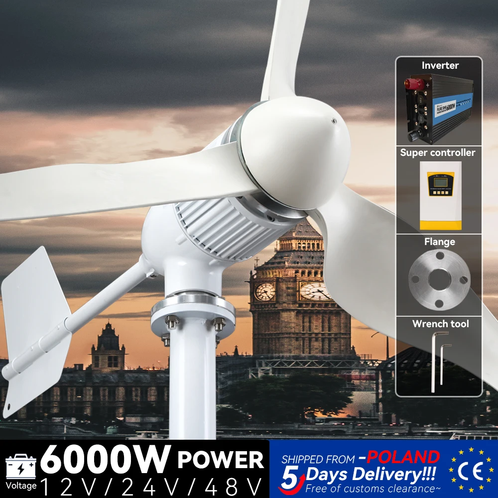 

Wind Turbine 4KW/6KW With Super Hybrid/Charge Controller Windmill Yacht Farm Small Wind Generator Home Use Free Energy