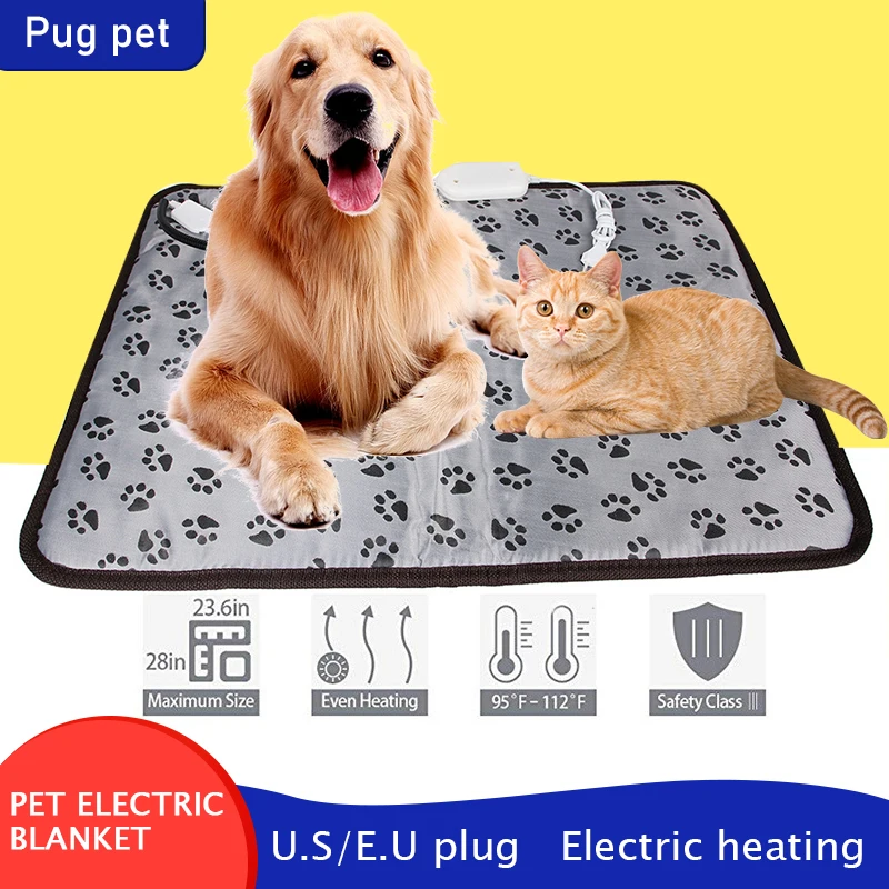 

Pet Electric Heating Blanket Pad for Cats Dogs Waterproof Anti-bite Wear-resistant Adjustable Temperature US EU Plug Pet Mat