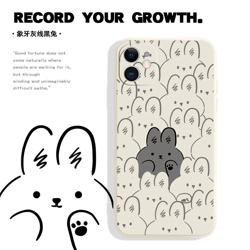 

Cartoon Cute Rabbit Phone Case For IPhone 14Pro Max 13Plus 12 11 X XR/XS INS Style Luminous Pictorial Silicone Shockproof Cover