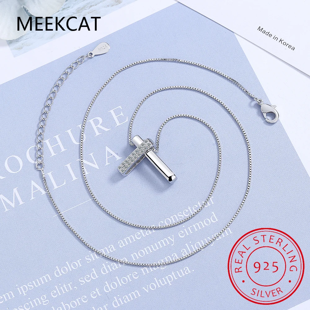 Настоящее серебро 925 пробы с цирконием и крестом X кулон-колье ожерелье для модных