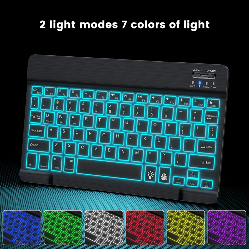 

Bluetooth Keyboard Wireless Keyboard Bluetooth Mini Spanish Russian Keyboard RGB Backlit Rechargeable For ipad Phone Tablet
