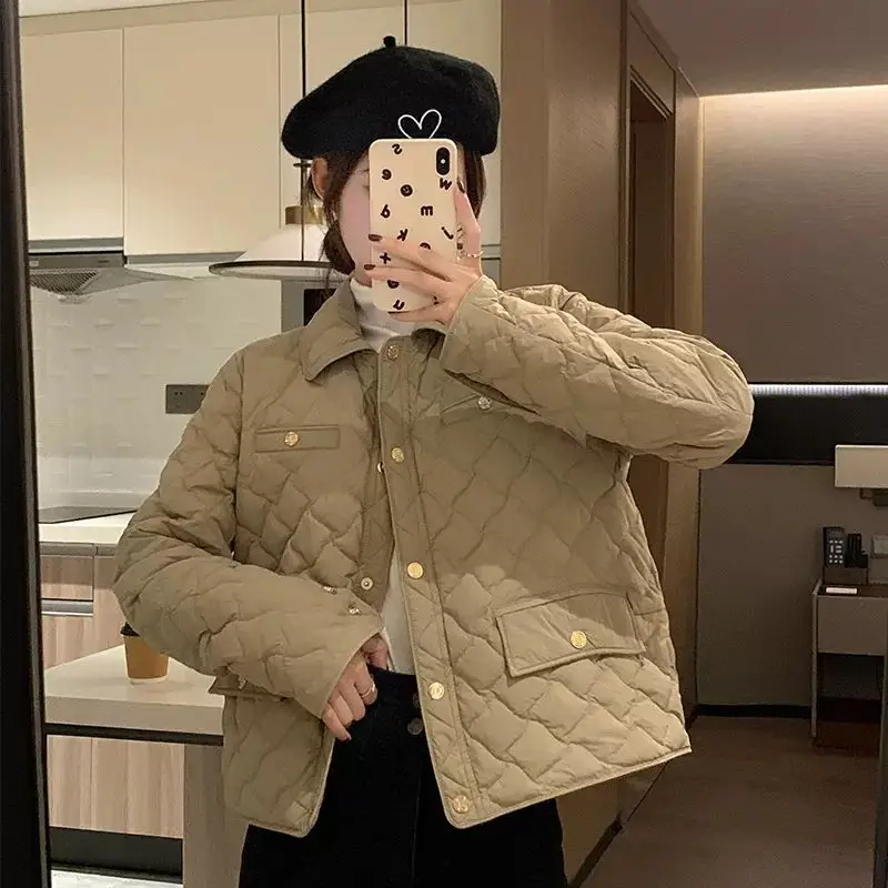 Women 2023 New Winter Korean Style White Duck Down Coats Fashion Ladies Casual Loose Solid Long Sleeve Jackets Clothing C73