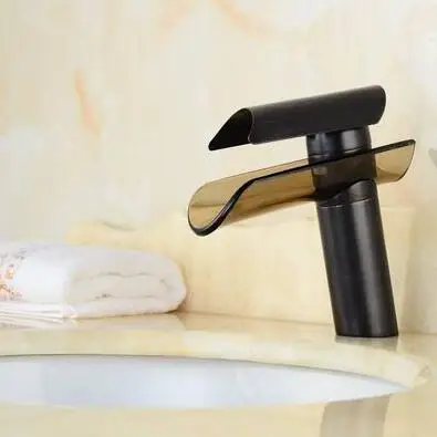 

LANGYO хромированный умывальник для ванной комнаты, стеклянный излив-водопад, смеситель для холодной и горячей воды, латунные краны, смесители для крепления на палубе