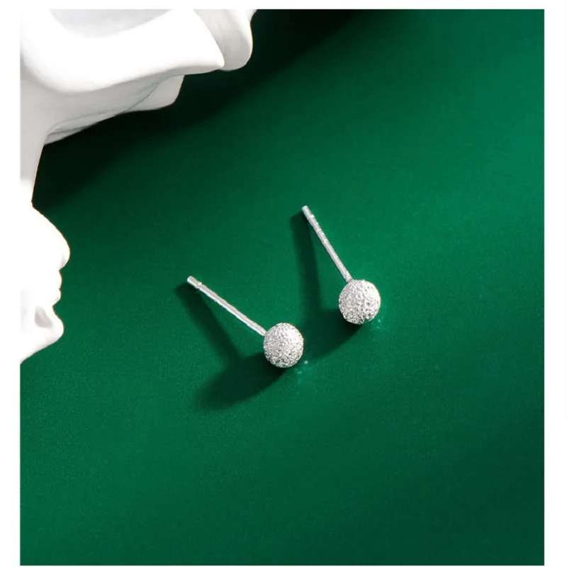 

S925 Sterling Silver frosted ear studs glimmer send girlfriend