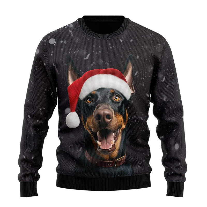 Уродливый рождественский свитер с собакой для мужчин снежная ночь женский
