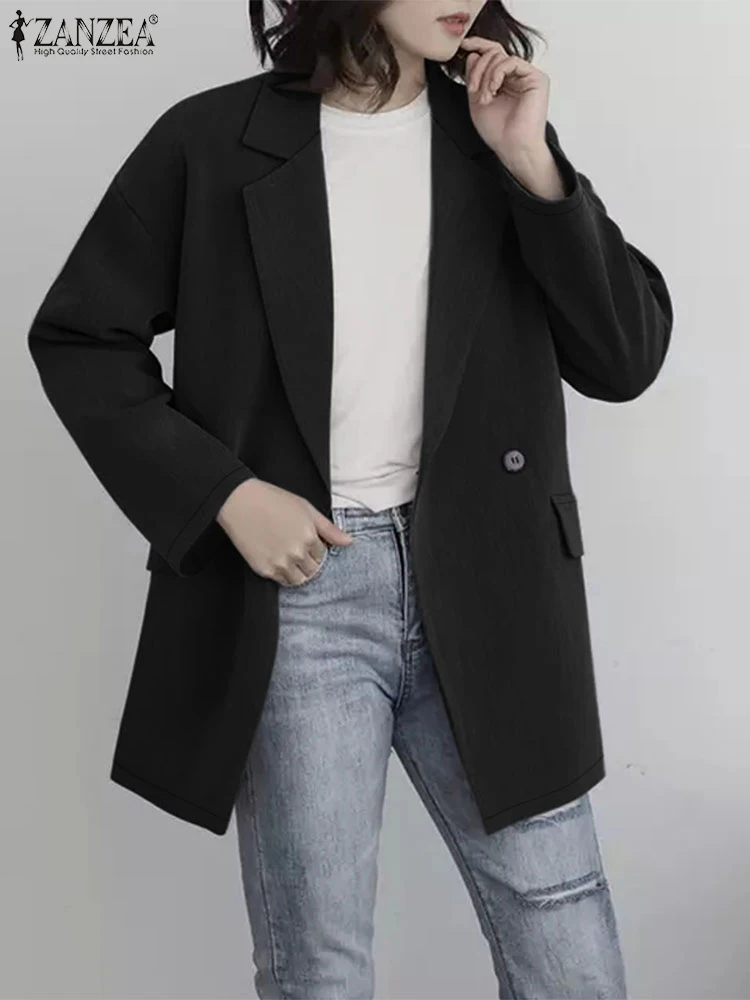 Осенний Женский блейзер ZANZEA винтажная офисная верхняя одежда тонкие пальто