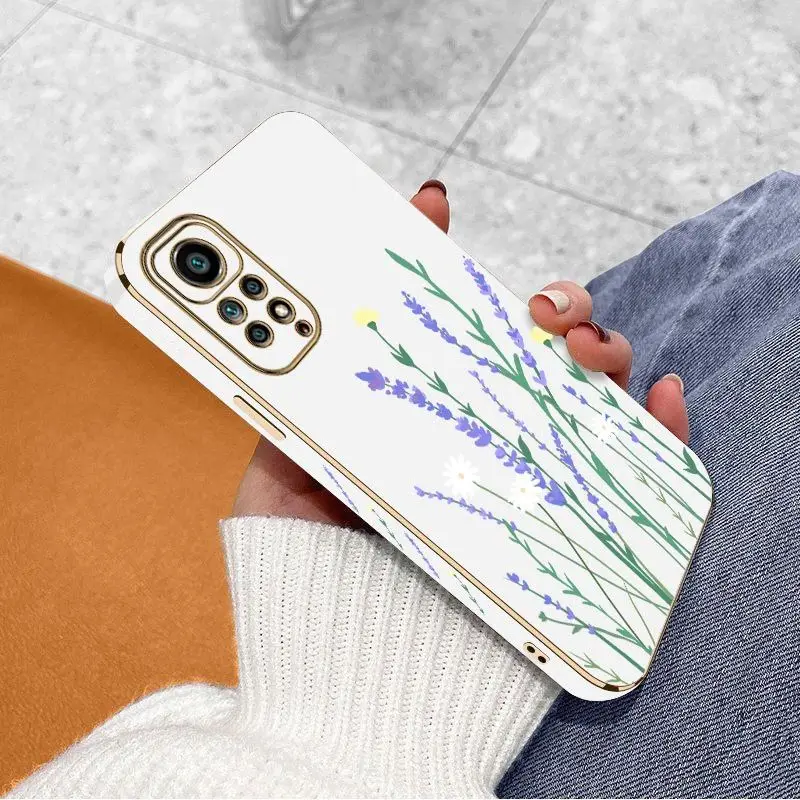Daisy Lavender Luxury Plating Phone Case For Xiaomi Redmi Note 11 Pro Plus 12Pro Plus 11 11S 10 Pro 12 9S 8 Pro Cover