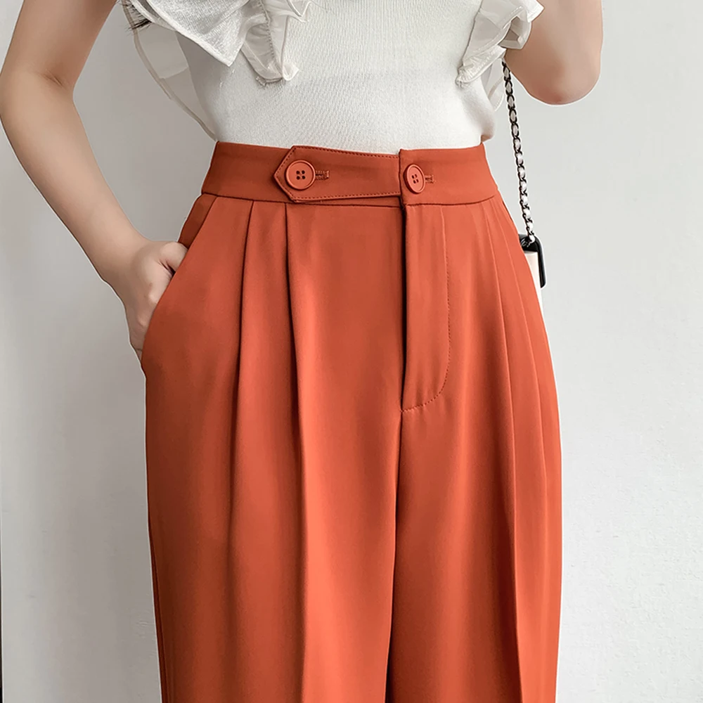 

Женские прямые брюки 2022, летние модные брюки с эластичным поясом, женские повседневные свободные брюки до щиколотки, Pantalones Mujer