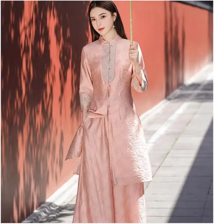 Женский летний ретро костюм Тан в китайском этническом стиле из двух частей