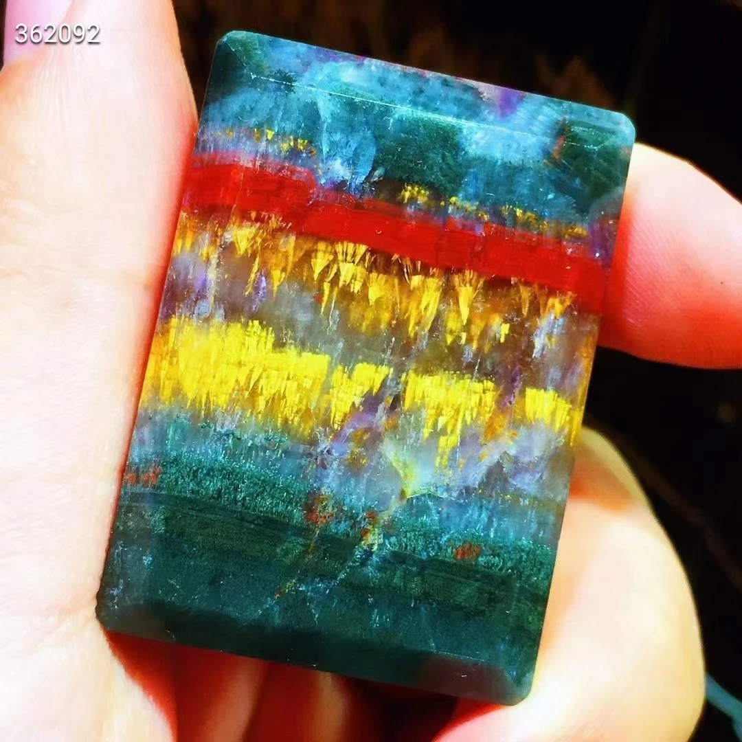 

Подлинный натуральный ауралит 23 Cacoxenite фиолетовый красный кулон 37,6x27x8 мм Прямоугольный рутилированный кварц для женщин и мужчин ожерелье ...