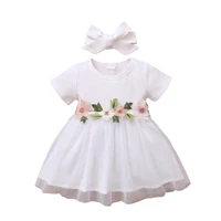 baby girl dress cute clothes infant solid ribbed stitching mesh appliques princess dresses toddler summer casual girls outfits