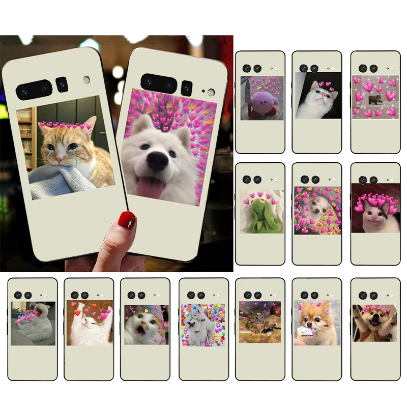 

Phone Case for Google Pixel 7 Pro 7 6A 6 Pro 5A 4A 3A Pixel 4 XL Pixel 5 6 4 3 XL 3A XL 2 XL Cute cat dog cartoon pink YOU&ME