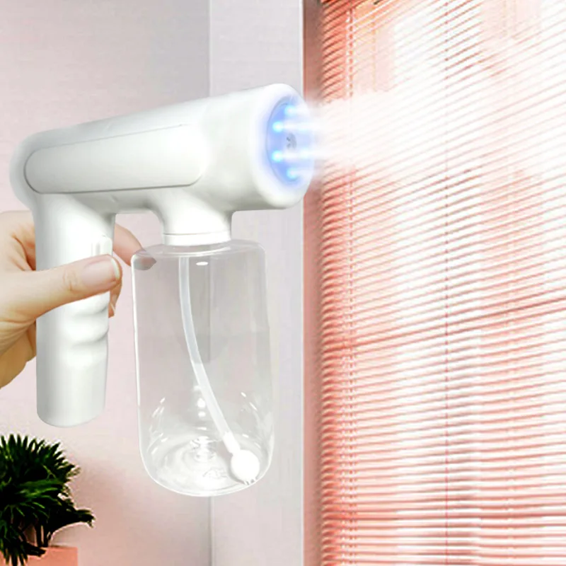 

Nano Sprayer Gun Electric 350ML Fogger Handheld USB Blue Light Spray Family School Alcohol Disinfect Humidification Machine