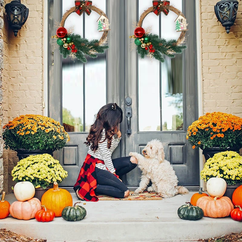 

Искусственный Рождественский венок, красочный красивый венок на стену, окно, дверь, Искусственный Красочный красивый декор для входной две...