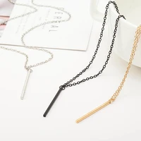 four sides square sliver gold black pendant new hot fashion long chain metal strip rod chokers necklaces women simple jewelry