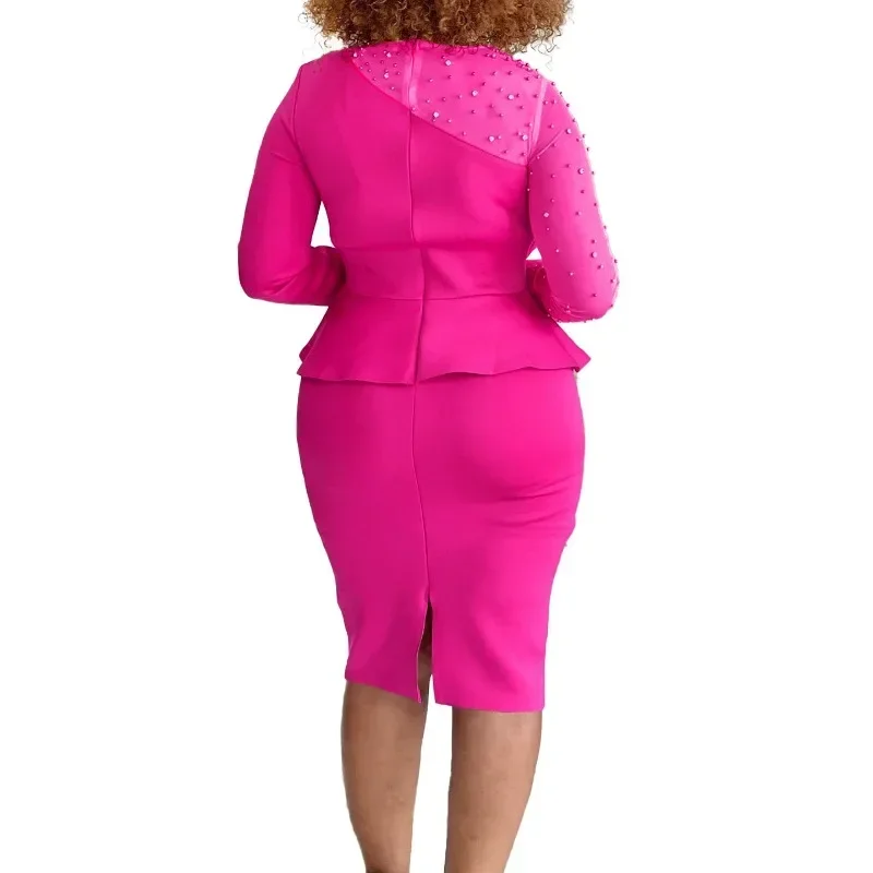 Женское белое вечернее платье сексуальное с длинным рукавом и круглым вырезом