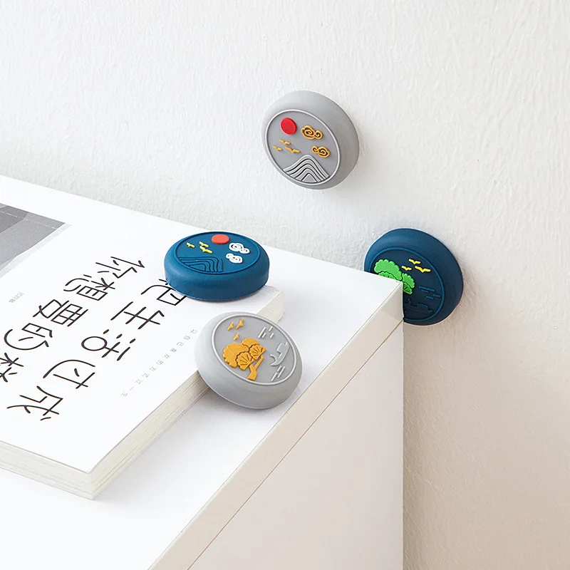 

Chinese Style Anti Collision Sticker Refrigerator Pad Silicone Bump Proof Behind The Door Crashproof Door Stoper Hand Stop Home