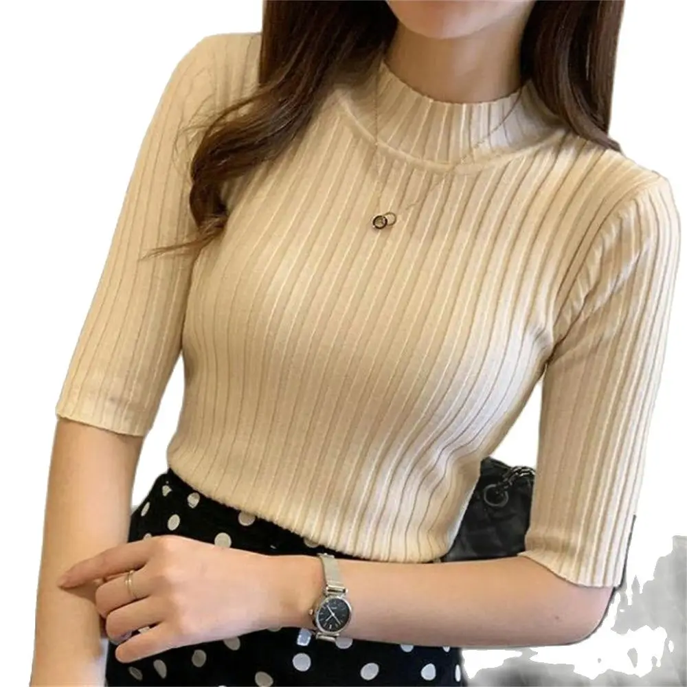 Трикотажная футболка Женские базовые футболки с коротким рукавом Женская