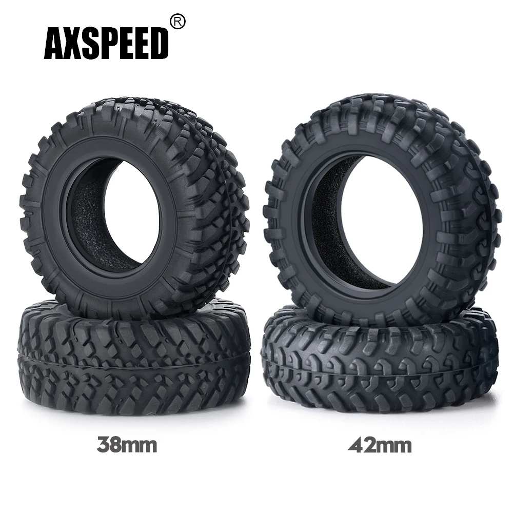 

AXSPEED 4Pcs Beadlock Soft Rubber Tires Tyres with Insert Foam for Kyosho Jimny 1/18 RC Crawler Car Truck Model Upgrade Parts